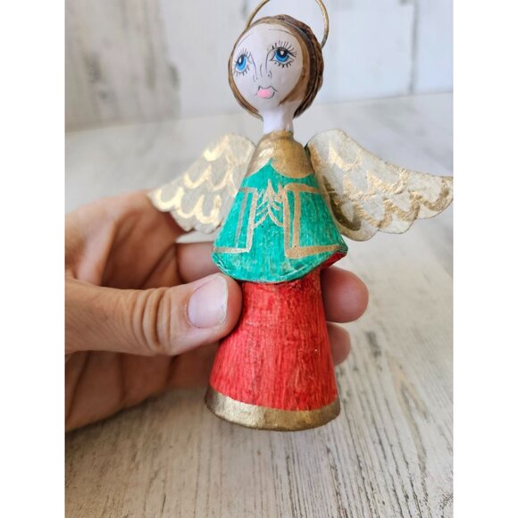 . Vintage paper mache Angel Cherub Nativity shabby chic village Xmas decor - Picture 7 of 7